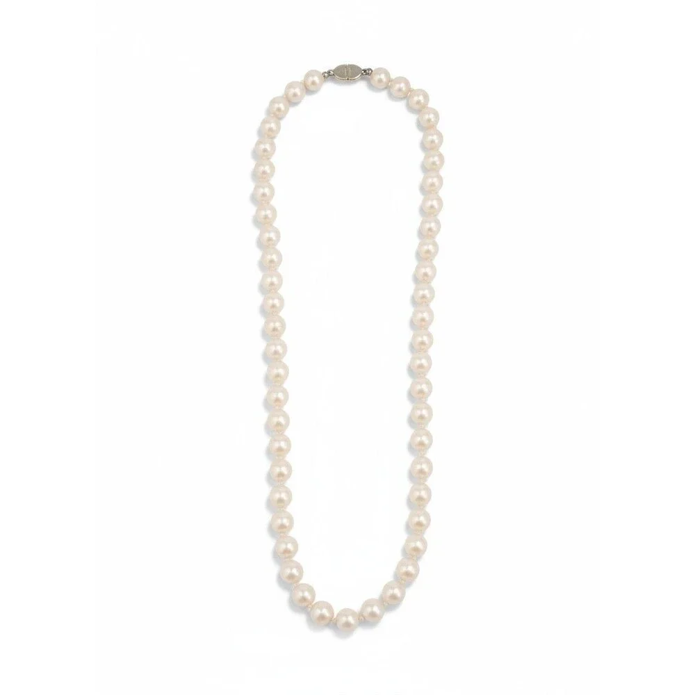 Vintage Monet Faux Pearl Strand Necklace Hand Knotted Gold Tone Clasp Cream 18